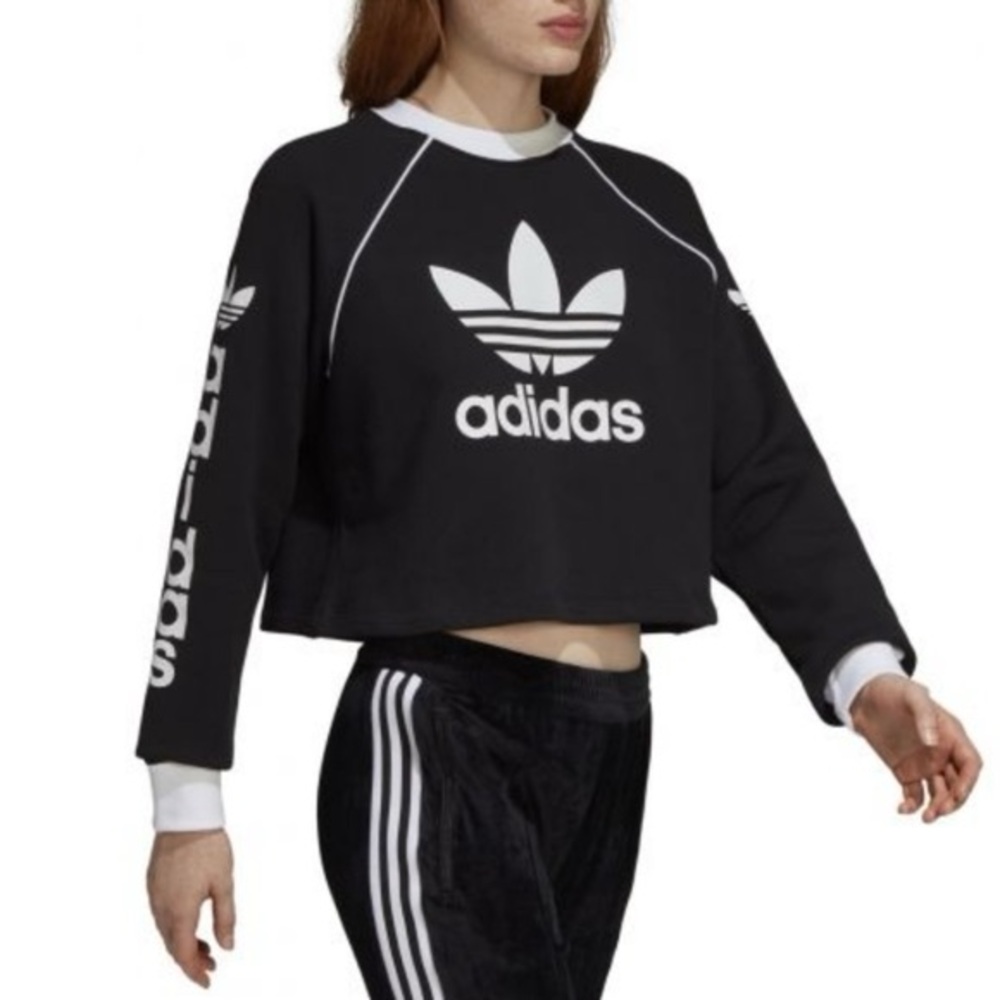 Adidas Women's Black Crop Sweatshirt
